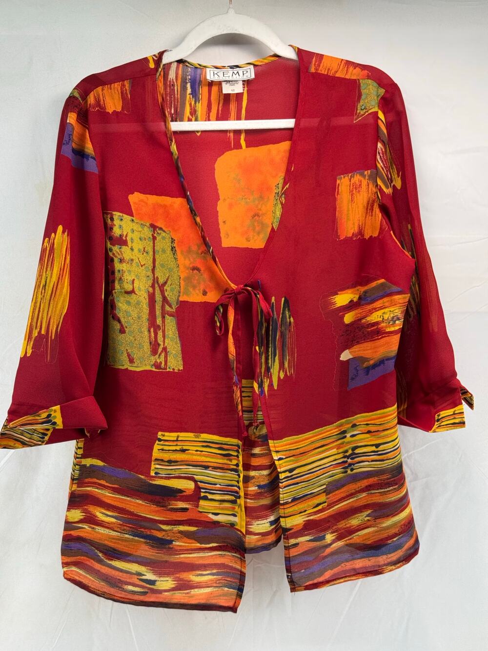 KEMP collection women’s 12 sheer Y2K/90’s tie blouse